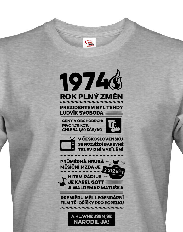 Pánske tričko narodeninové noviny 1974