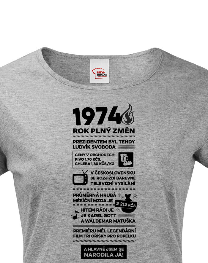 Dámske tričko narodeninové noviny 1974