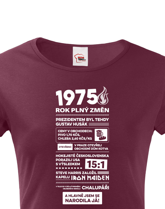Dámske tričko narodeninové noviny 1975