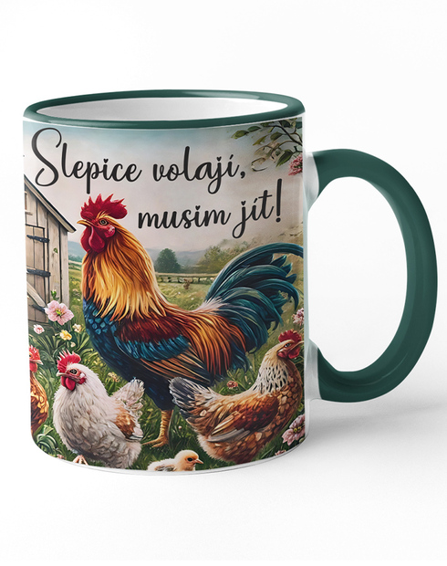 Keramický hrnček - Sliepky volajú Musím ísť!