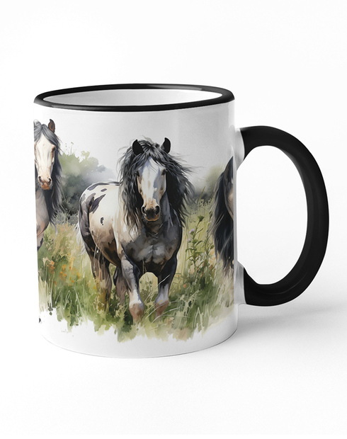 Keramický hrnek s motivom koní