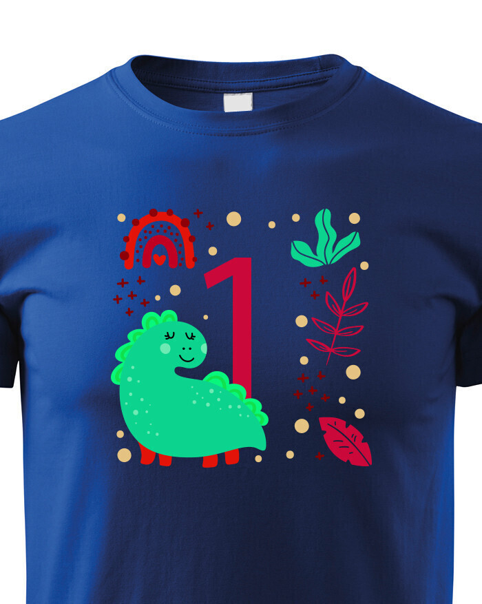 Detské tričko s voliteľným vekom dinosaurus