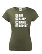 Dámske Geek/hráčske triko EAT, SLEEP, GAME, REPEAT