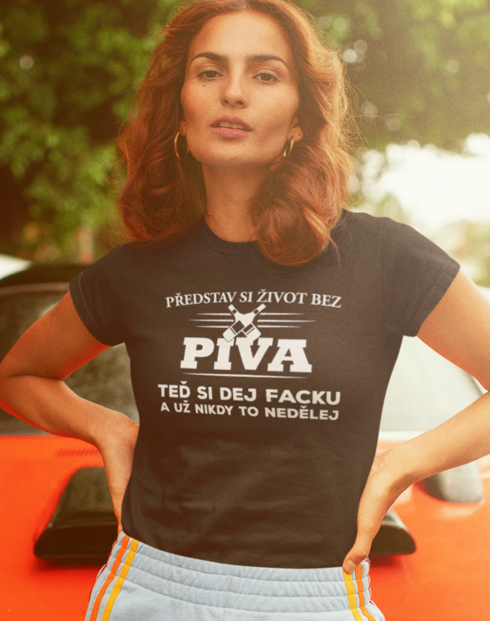 Dámské tričko s potlačou Život bez piva