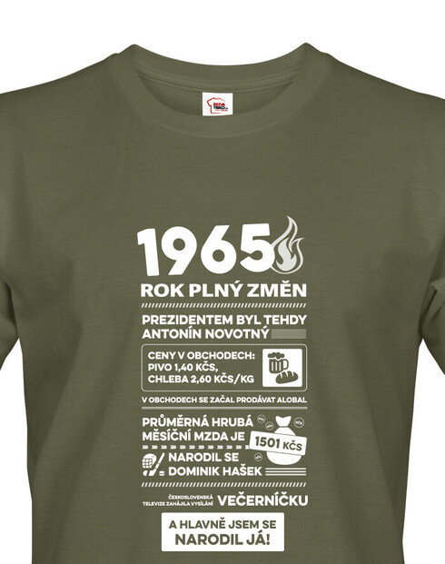 Pánske tričko 1965 rok plný zmien