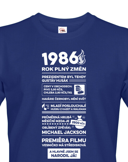 Pánské tričko narozeninové noviny 1986