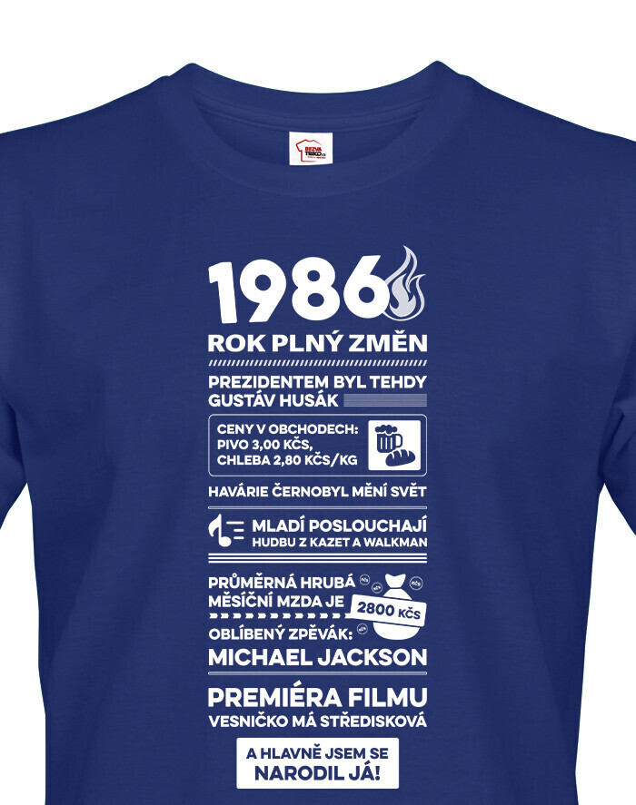 Pánské tričko narozeninové noviny 1986