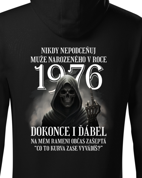 Pánská mikina k narozeninám s kostlivcom