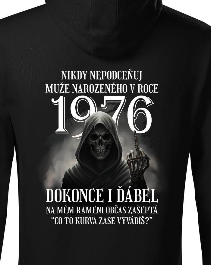 Pánská mikina k narozeninám s kostlivcom