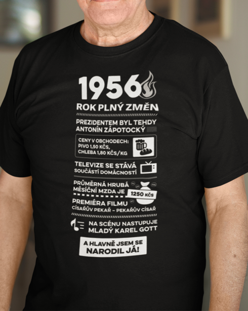 Pánské tričko narozeninové noviny 1956