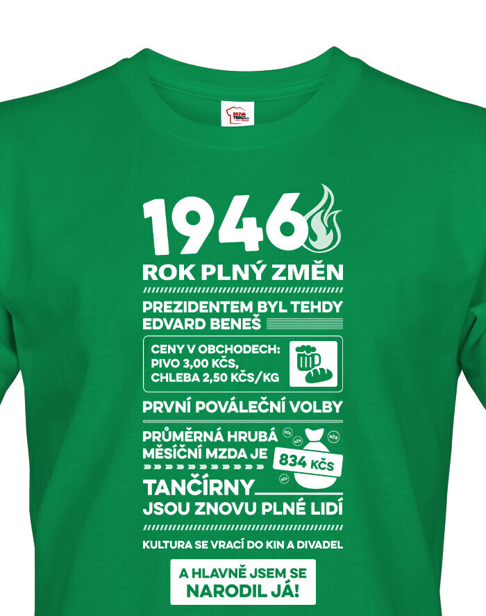 Pánské tričko narozeninové noviny 1946