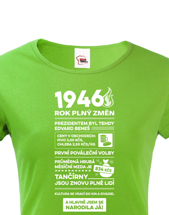 Dámske tričko narodeninové noviny 1946