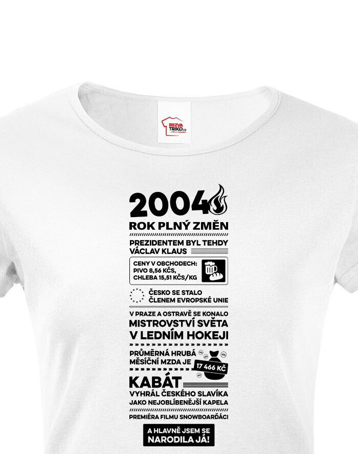 Dámske tričko narodeninové noviny 2004