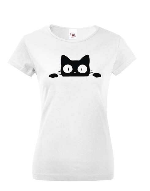 Dámske tričko s vykukujúcou mačkou