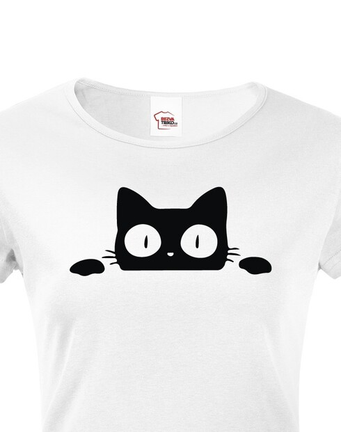 Dámske tričko s vykukujúcou mačkou