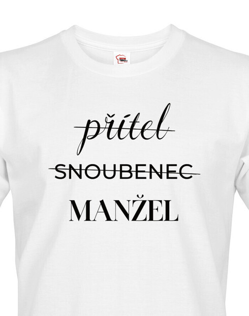 Pánske tričko Priateľ – Snúbenec – Manžel