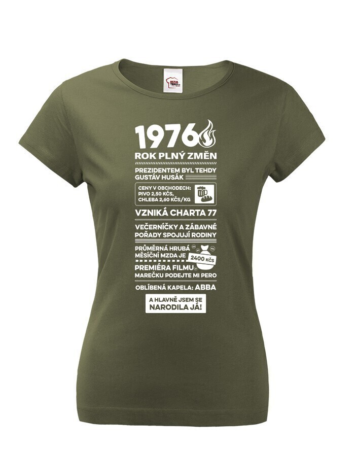 Dámske tričko narodeninové noviny 1976