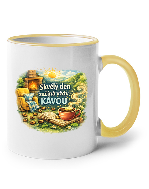 Keramický hrnček - Deň začína kávou