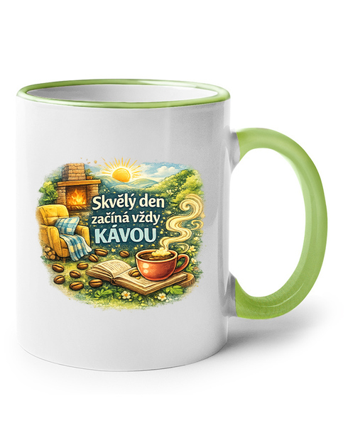 Keramický hrnček - Deň začína kávou