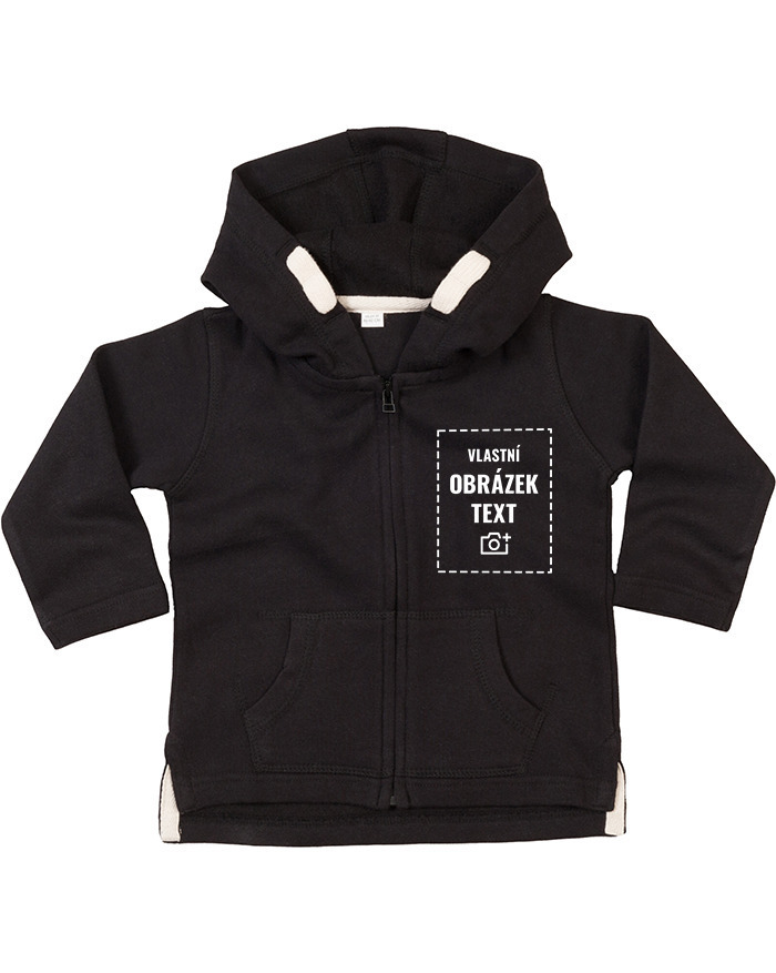 Detská mikina na zips s kapucňou s vlastnou potlačou