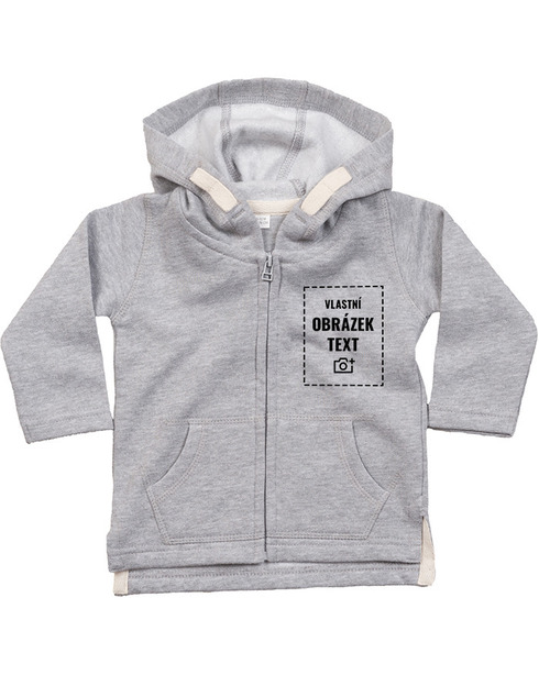 Detská mikina na zips s kapucňou s vlastnou potlačou