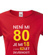 Dámske tričko k 80. narodeninám Není mi 80