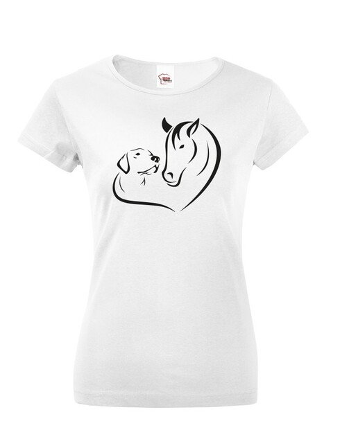 Dámské tričko Srdce kôň a pes