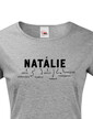 Dámske tričko k meninám Natálie