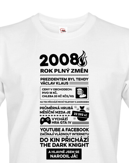 Pánské tričko narozeninové noviny 2008