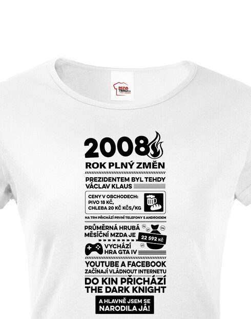 Dámske tričko narodeninové noviny 2008