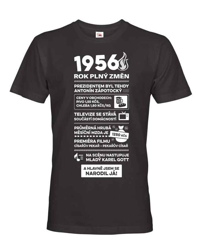 Pánské tričko narozeninové noviny 1956