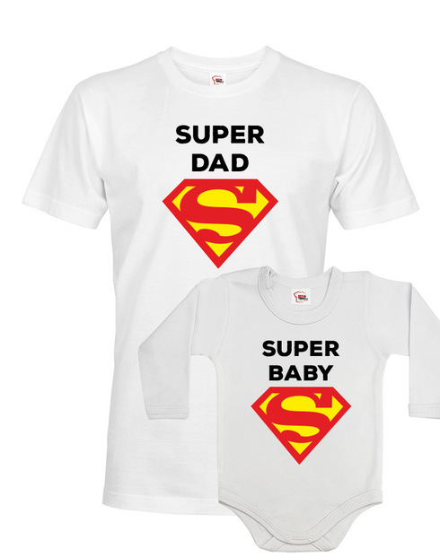 Detské body a pánske tričko Super Dad a Baby