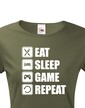 Dámske Geek/hráčske triko EAT, SLEEP, GAME, REPEAT