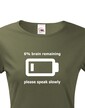 Dámské triko s potiskem Brain remaining - speak slowly