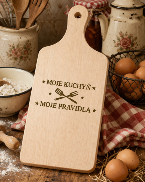 Drevené prkénko 14x30 cm Moja kuchyňa Moje pravidlá