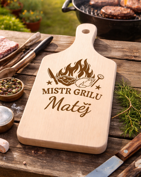Drevená doska 14 x 30 cm – Majster grilovania
