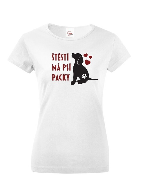 Dámské tričko -Šťastie má psi labky