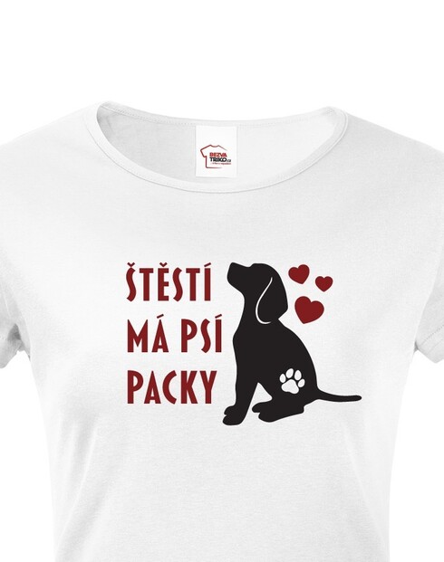 Dámské tričko -Šťastie má psi labky