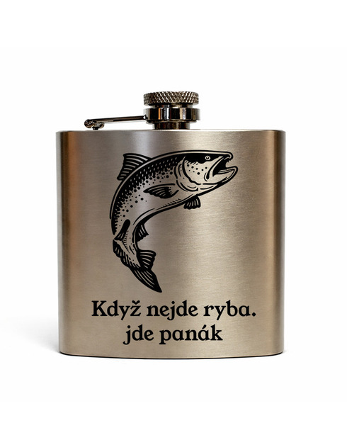 Nerezová ploskačka 180 ml Keď nejde ryba, ide panák