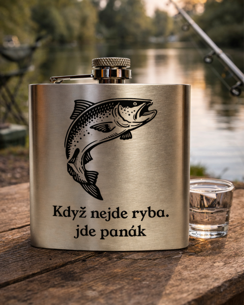 Nerezová ploskačka 180 ml Keď nejde ryba, ide panák