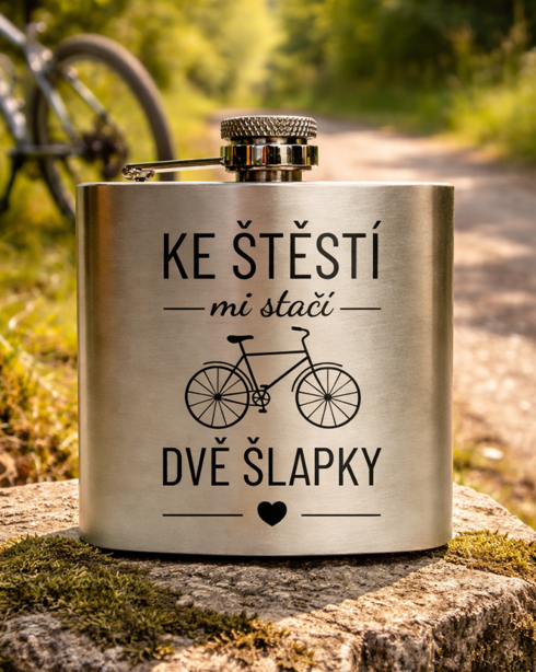 Nerezová ploskačka 180 ml Ku šťastiu mi stačia dve šliapky