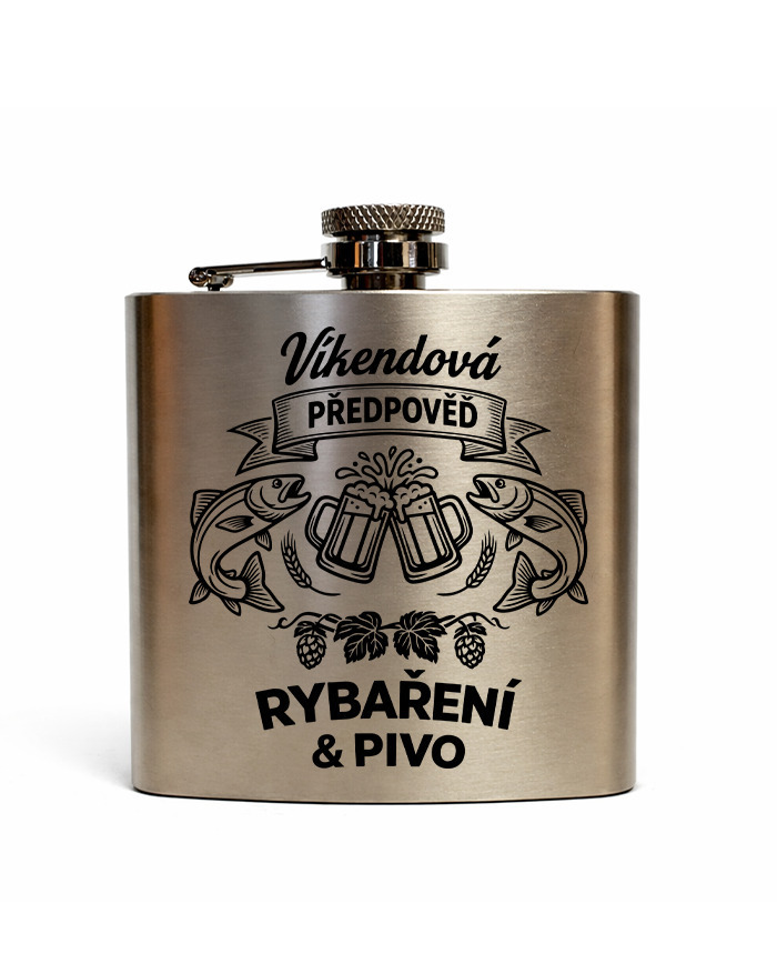 Nerezová ploskačka 180 ml Víkendová predpoveď rybačka a pivo 2