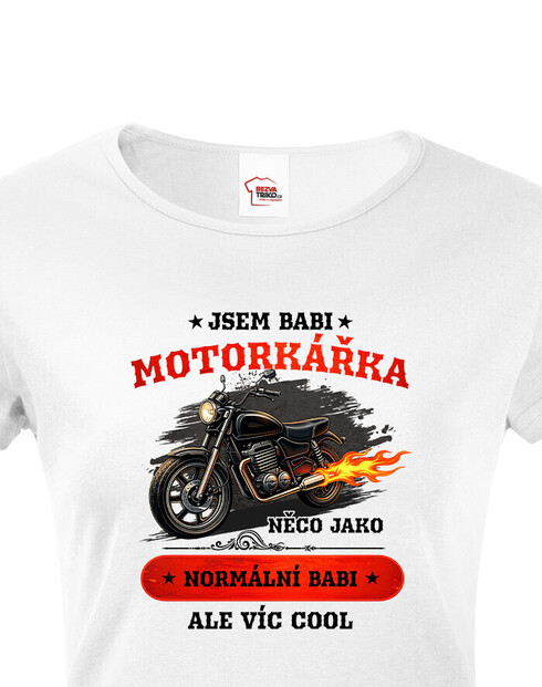 Dámske tričko Som babka motorkárka