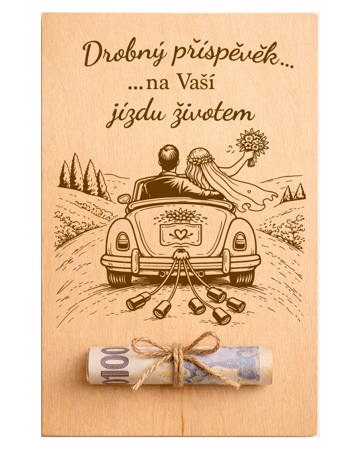 Drevená karta na peniaze Jazda životom