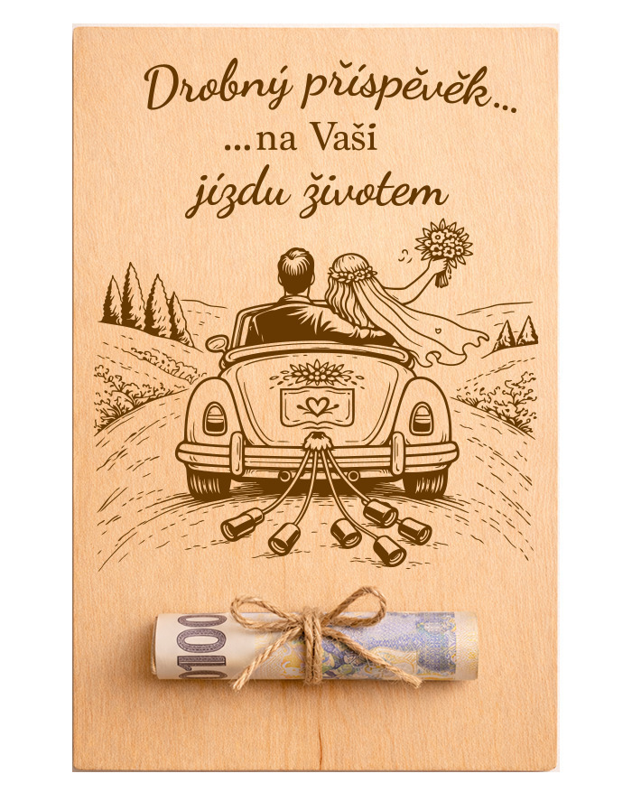 Drevená karta na peniaze Jazda životom