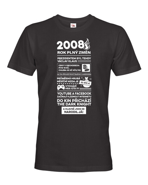 Pánské tričko narozeninové noviny 2008
