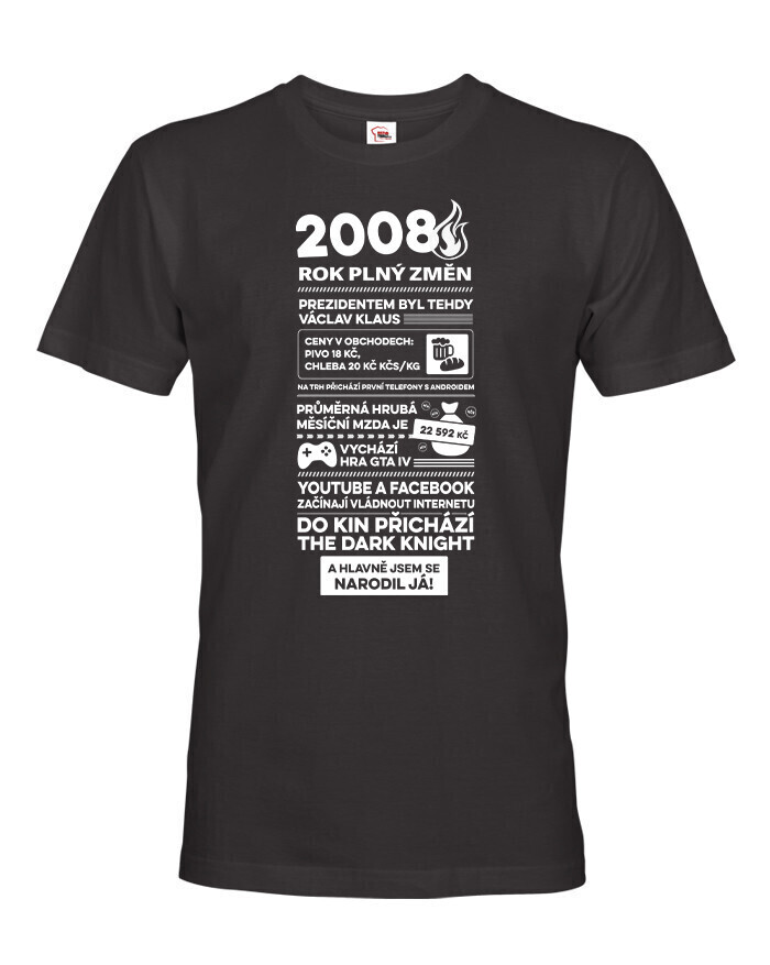Pánské tričko narozeninové noviny 2008