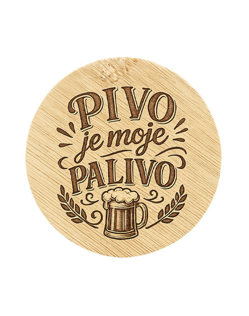Drevený okrúhly otvárač Pivo je moje palivo