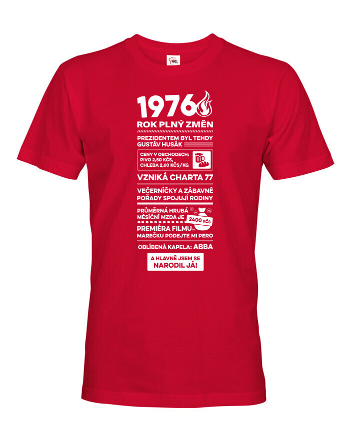 Pánské tričko narozeninové noviny 1976