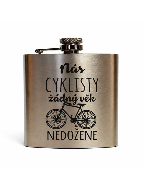 Nerezová ploskačka 180 ml Nás cyklistov žiadny vek nedobehne